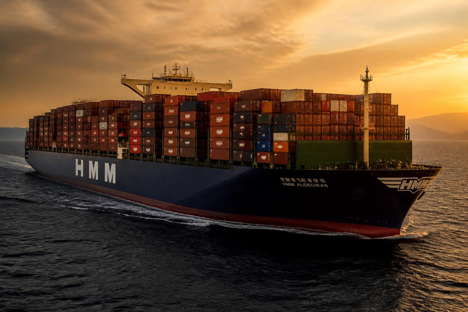 Container ship loaded with thousands of containers