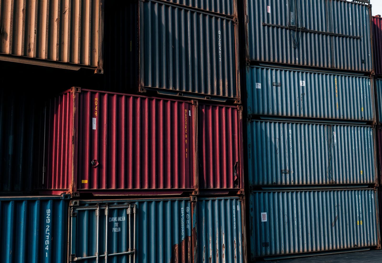 Stacked shipping containers